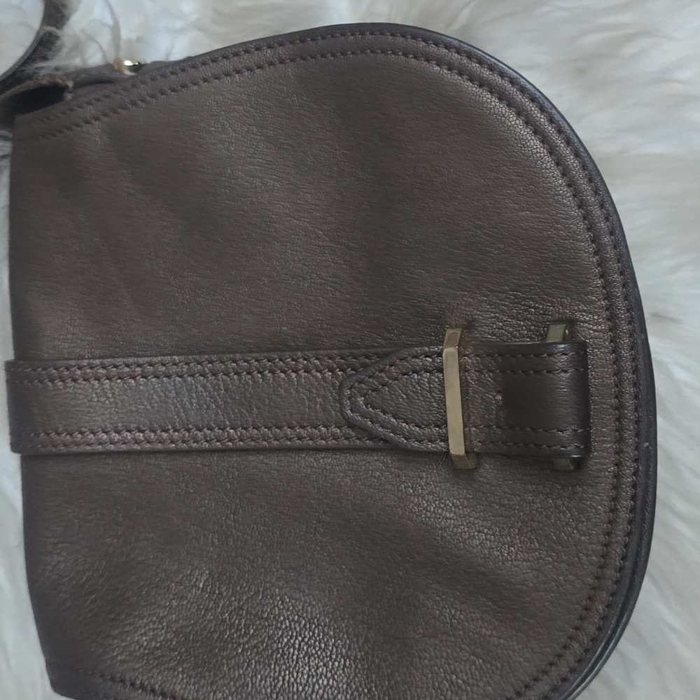 Max & Co Brown Metallic Crossbody Shoulder  Saddle Bag Medium Leather